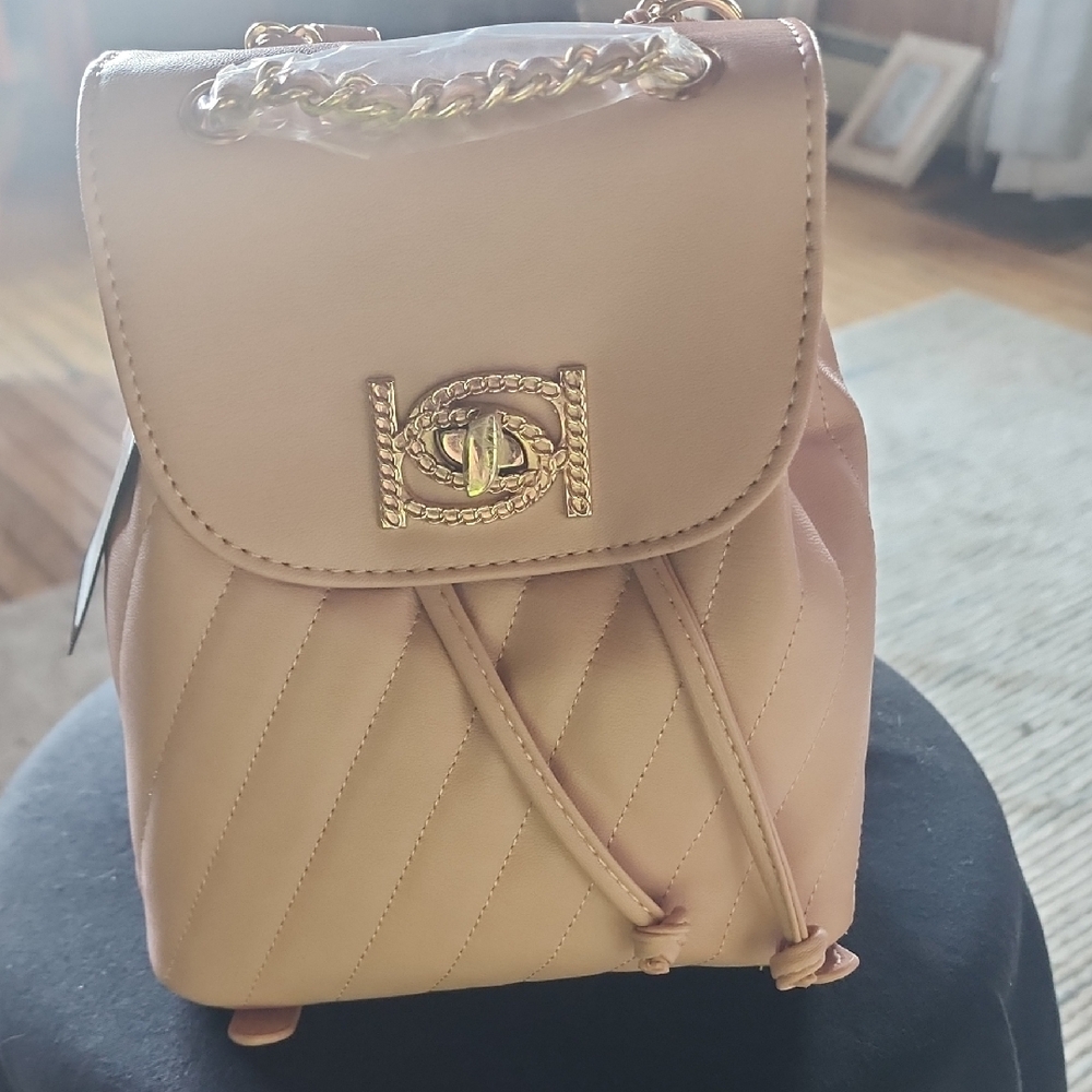 Elegant Tan Quilted Backpack